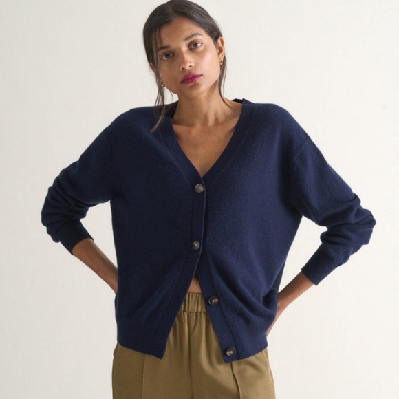 Uniqlo cardigan ribbed sweater Navy  Blue Button Down - Picture 5 of 16